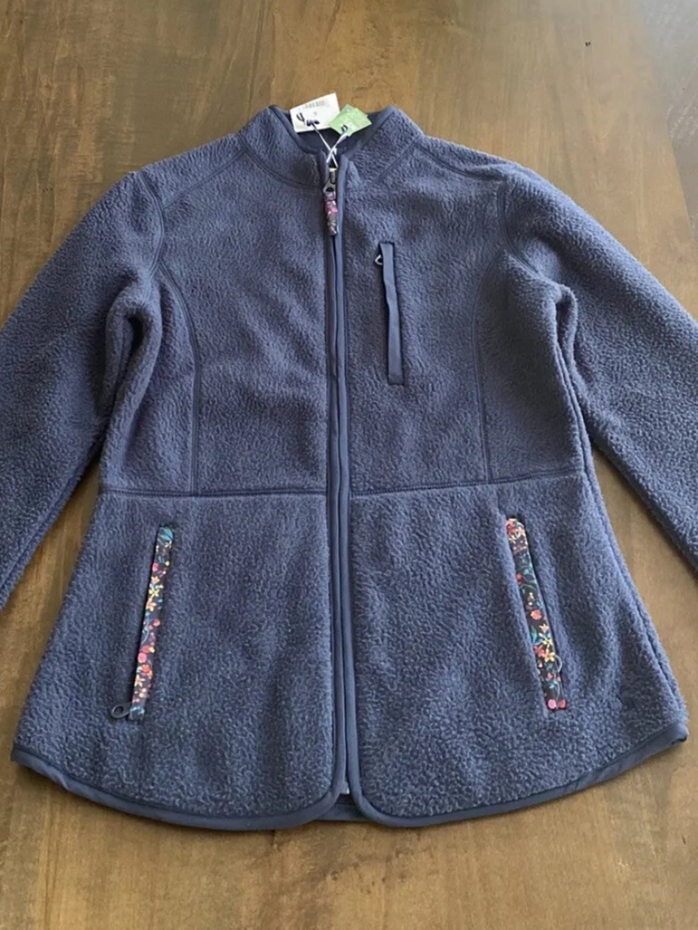Joules Hadleigh Full Zip Fleece Jacket Pullover Navy Blue Women's US 2 UK 6 NEW